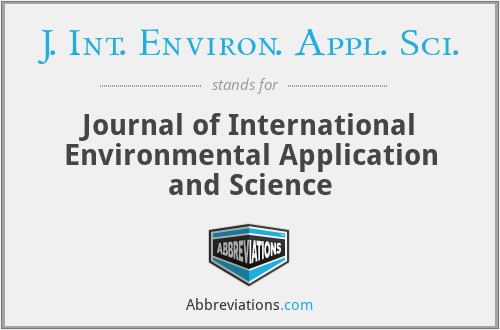 What does J. INT. ENVIRON. APPL. SCI. stand for?